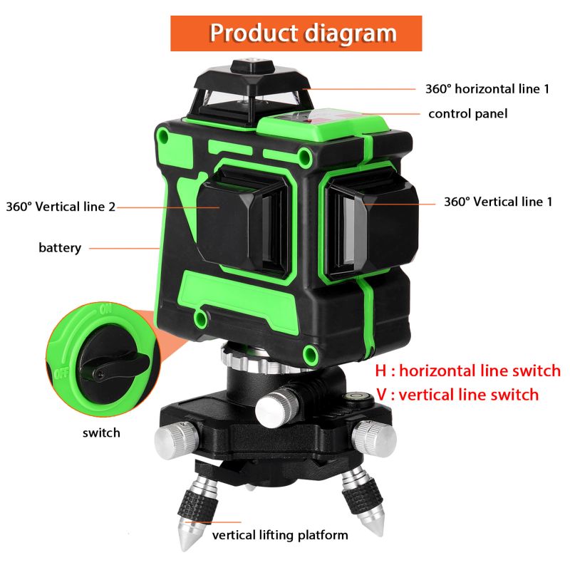 ATV3d 12 Line Outdoor Long Ran - огляд і ціна Laser Level Rotary