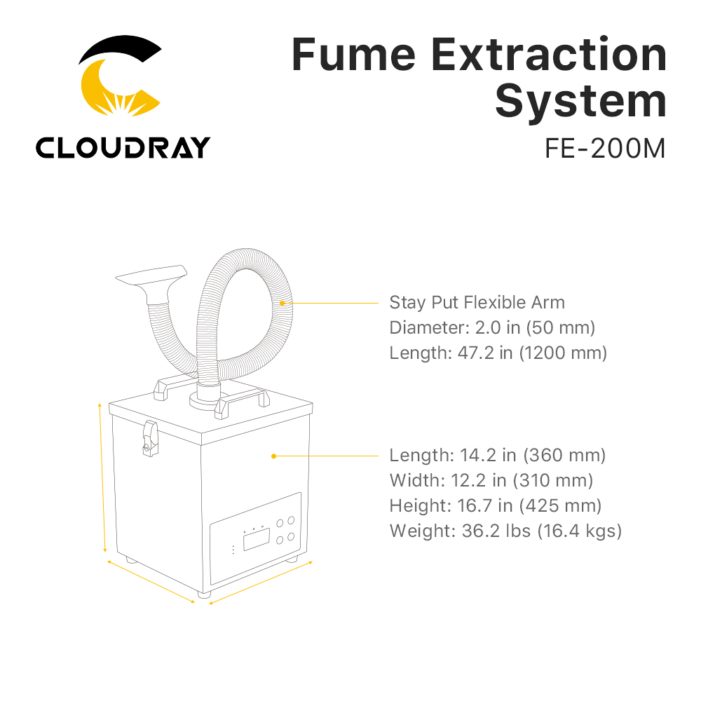Cloudray Fume Extraction Syste - огляд і ціна Laser Level Rotary